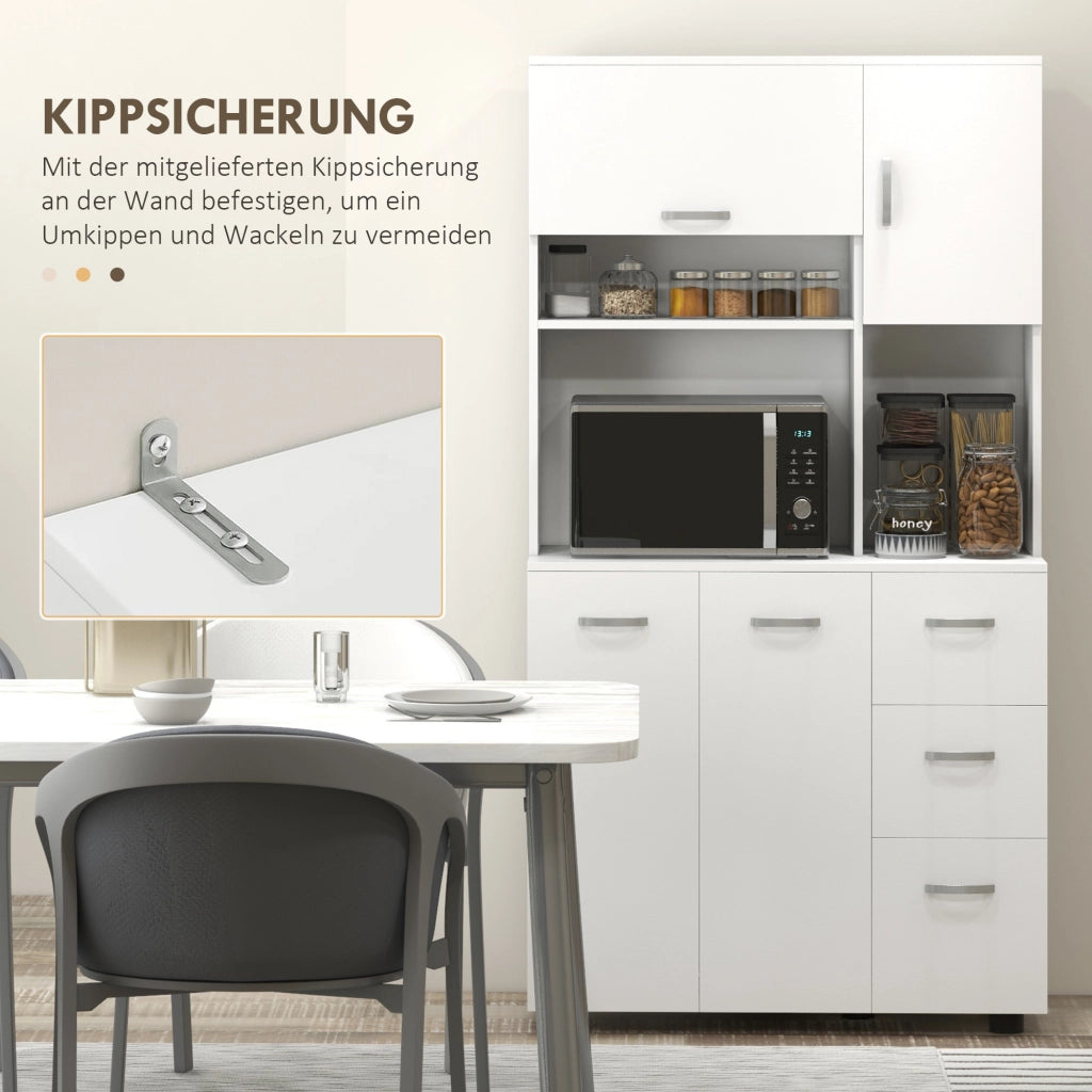 Mobile Cucina con 3 Cassetti e 3 Ripiani ¨C Zephmum ¨C Bianco 89x39.5x168cm