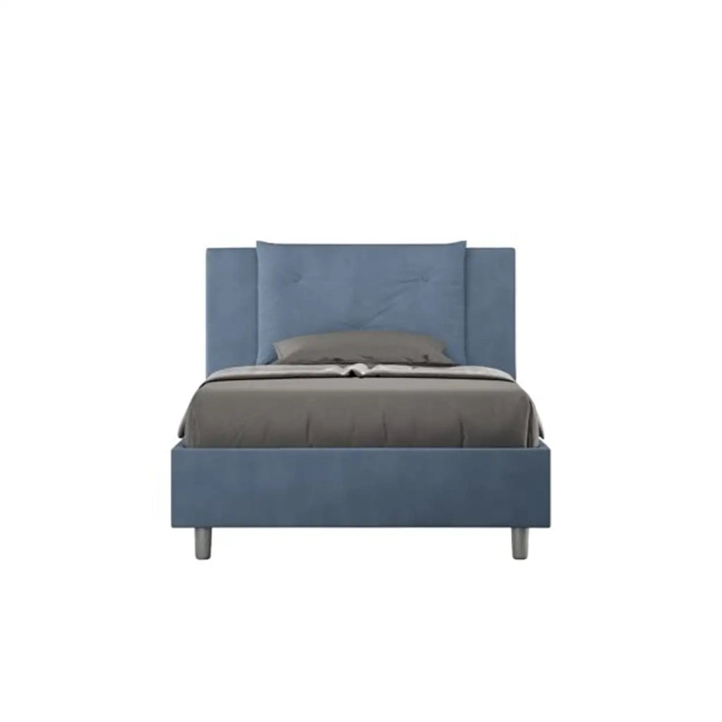 Letto una piazza e mezza contenitore imbottito 120x200 microfibra blu Appia