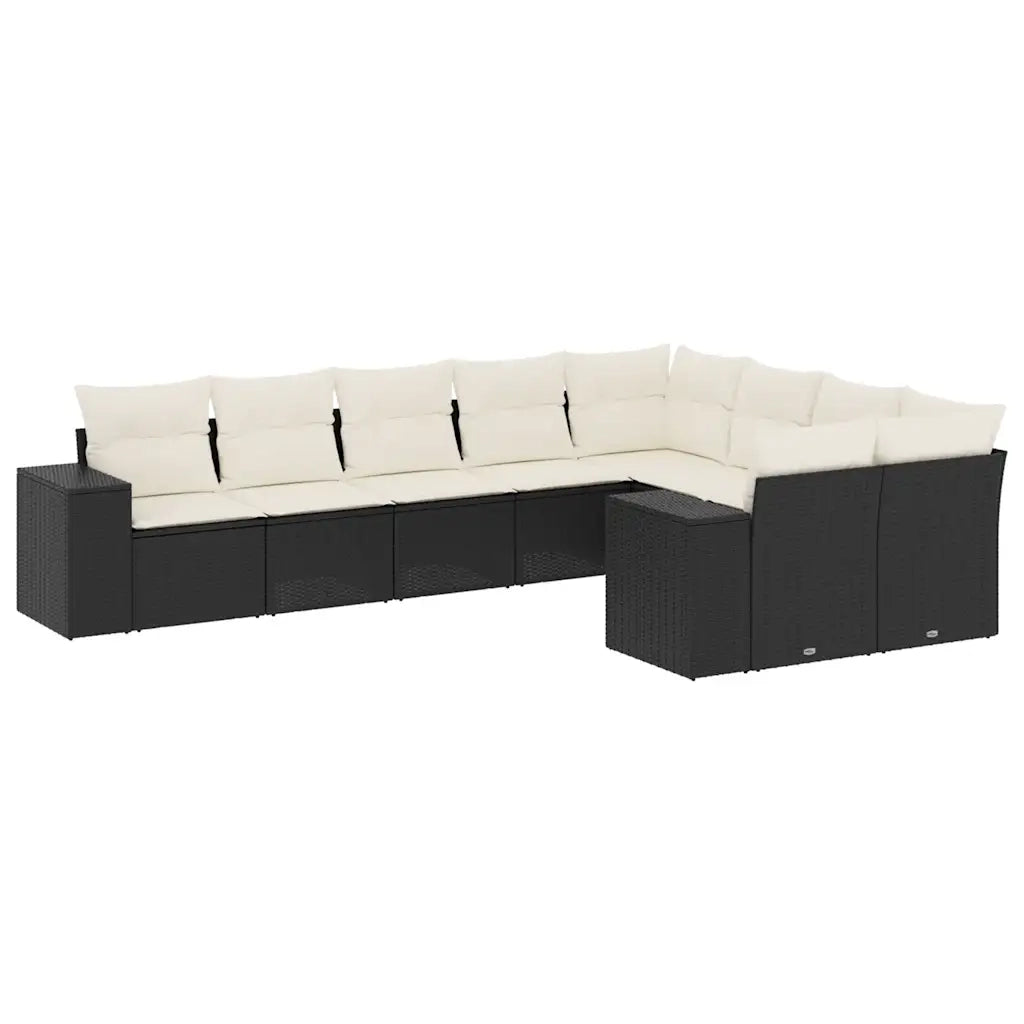 Set Divani da Giardino 9 pz con Cuscini Nero in Polyrattan 3255373