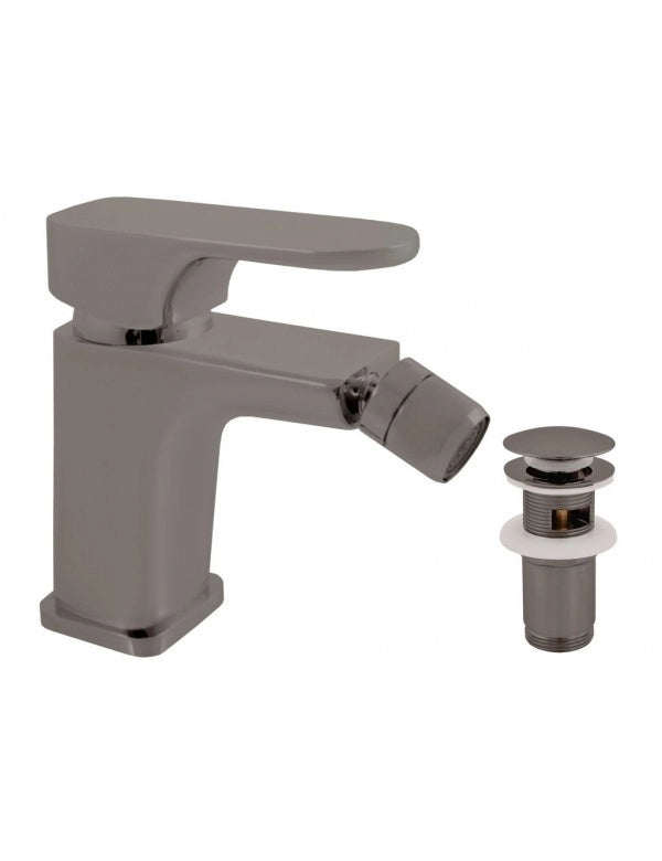 YUKON Miscelatore per bidet in metallo spazzolato in ottone grigio con sifone