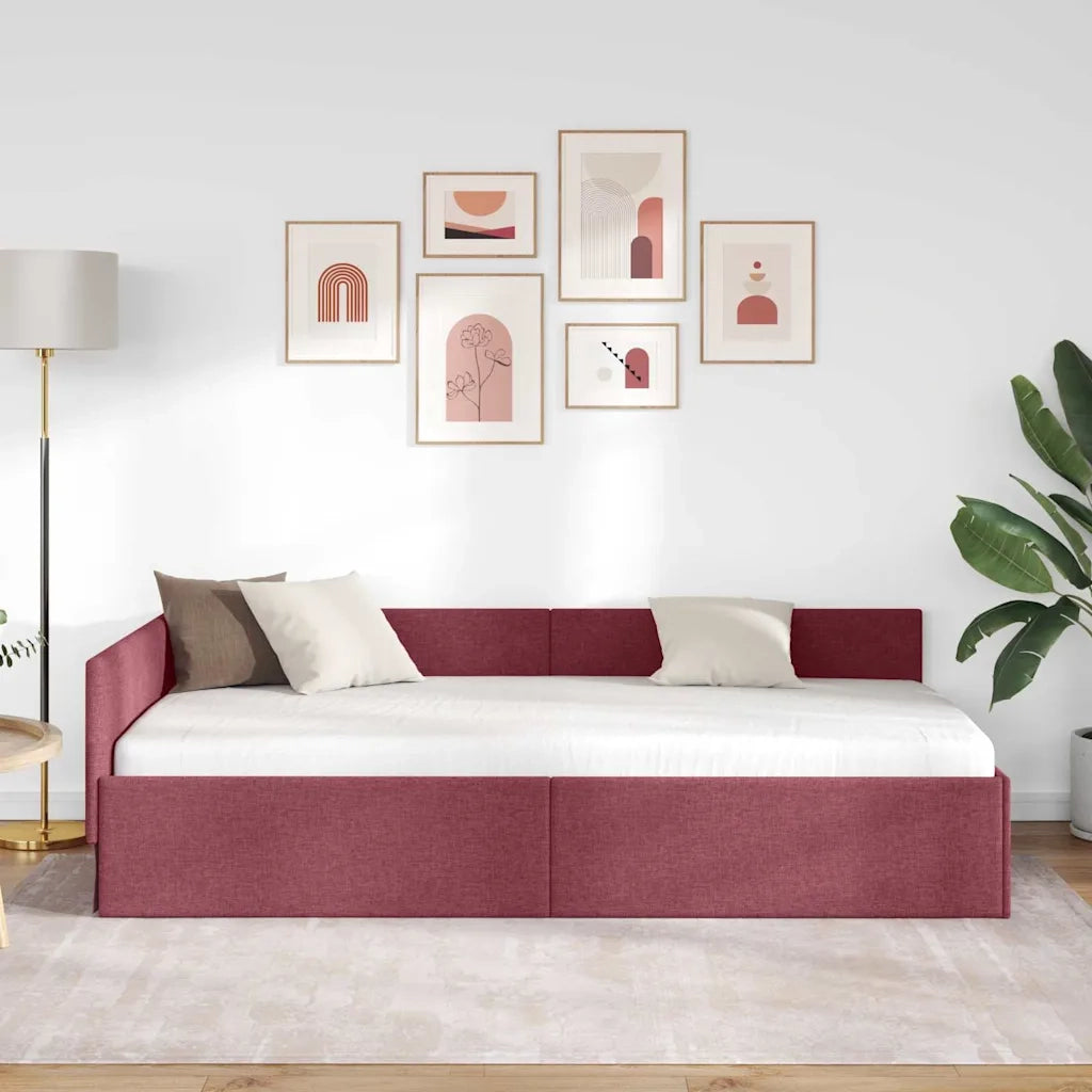 vidaXL Cornice del letto ad angolo Rosso vino 100 x 200 cm