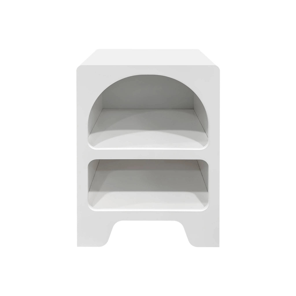 Set 2 comodini effetto legno bianco, 2 nicchie, bianco