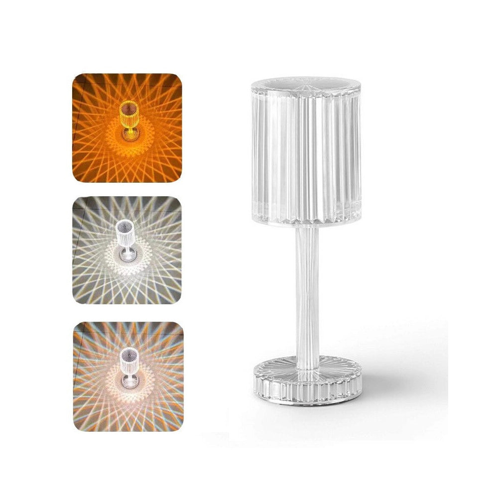 Trade Shop - Lampada Cristallo Touch Da Tavolo A Batterie Ricaricabile Usb Luce Dimmerabile -