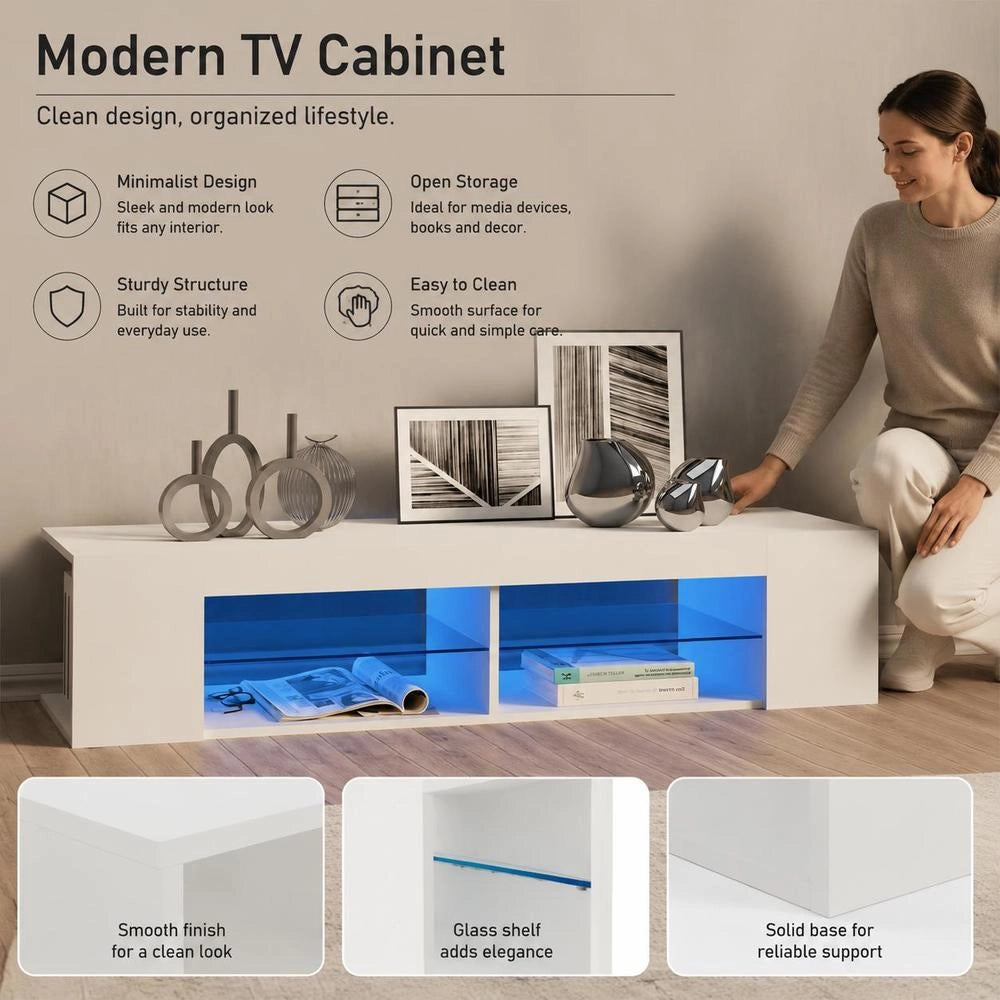 TV Cabinet With LED Lights White 135x39x30 Cm