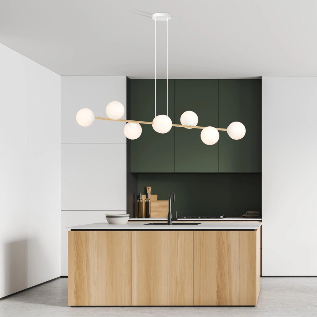 Lampadario Emibig Gravity 8xE14 bianco ottone 140cm