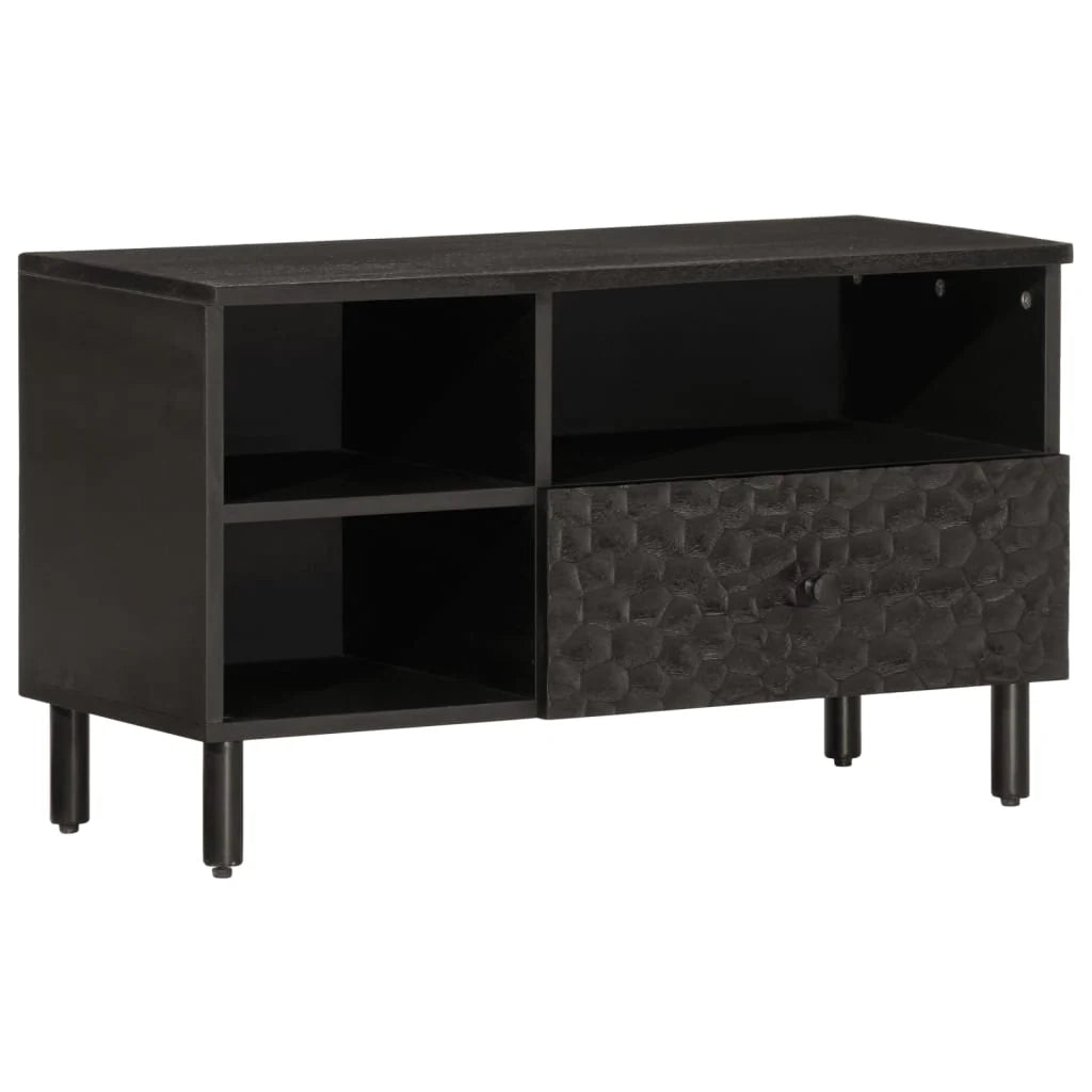 Mobile TV multimediale mensola TV credenza TV sala da pranzo soggiorno camera da letto 80 x 33 x 46 cm legno massello di mango nero 02_0026250