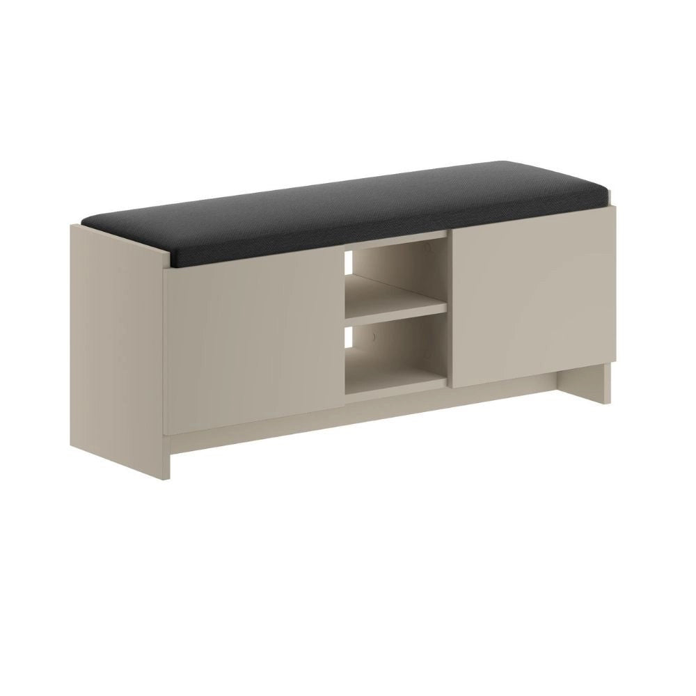 Panca scarpiera colore cashmere Zulla con cuscino e 2 ante