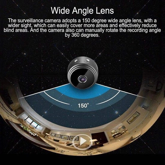Camera mini HD 1080p con rilevamento movimento visione notturna - camera di sicurezza wireless WiFi per interni con audio a due vie.