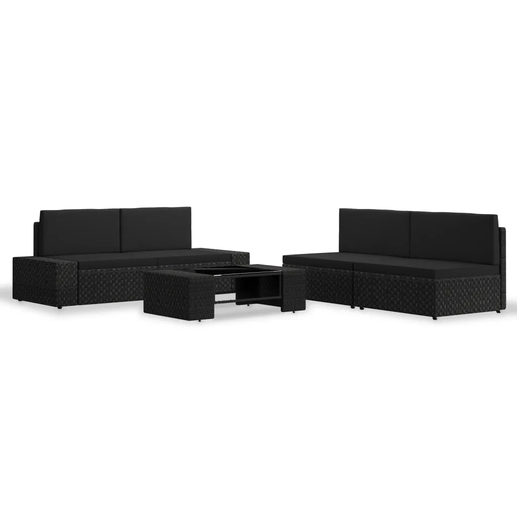 Set Divani da Giardino 5 pz in Polyrattan Nero cod mxl 39673