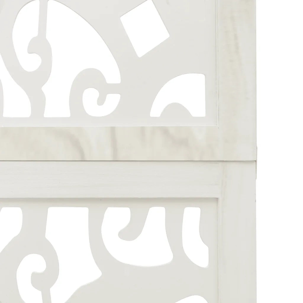 Divisorio Ambienti 3 Pannelli-Set di 3 pannelli Paravento Bianco Legno Massello di Paulownia