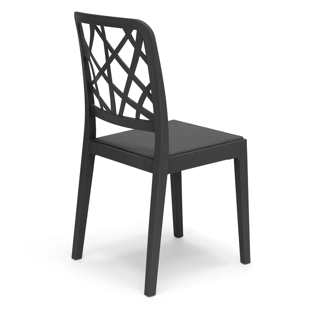 Set 4 sedie in polipropilene PENELOPE, 100% MADE IN ITALY, impilabile, resistente ai raggi UV, design moderno, ideale per sala da pranzo, cucina, sala d’attesa, bar, ristoranti o giardino, colore Antracite