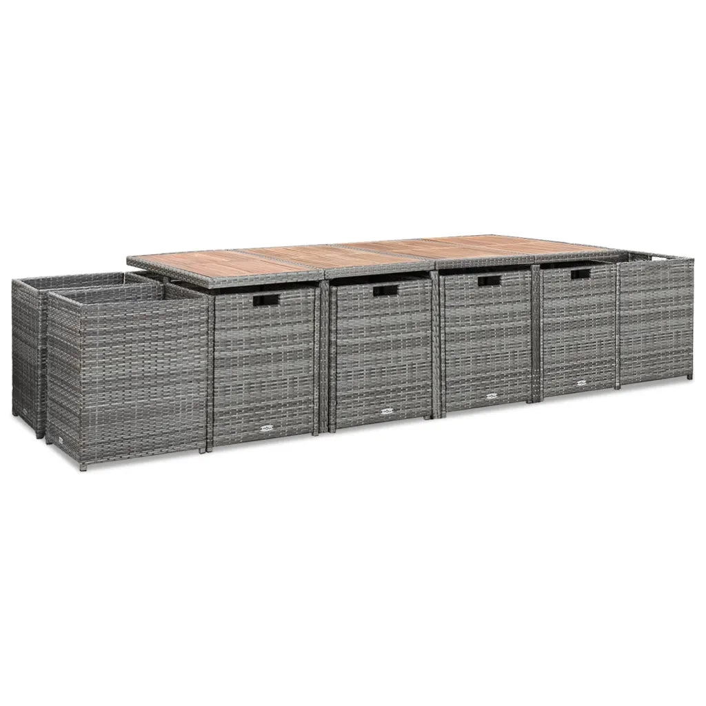 Set da Pranzo da Giardino 13 pz e Cuscini Polyrattan Antracite 46383
