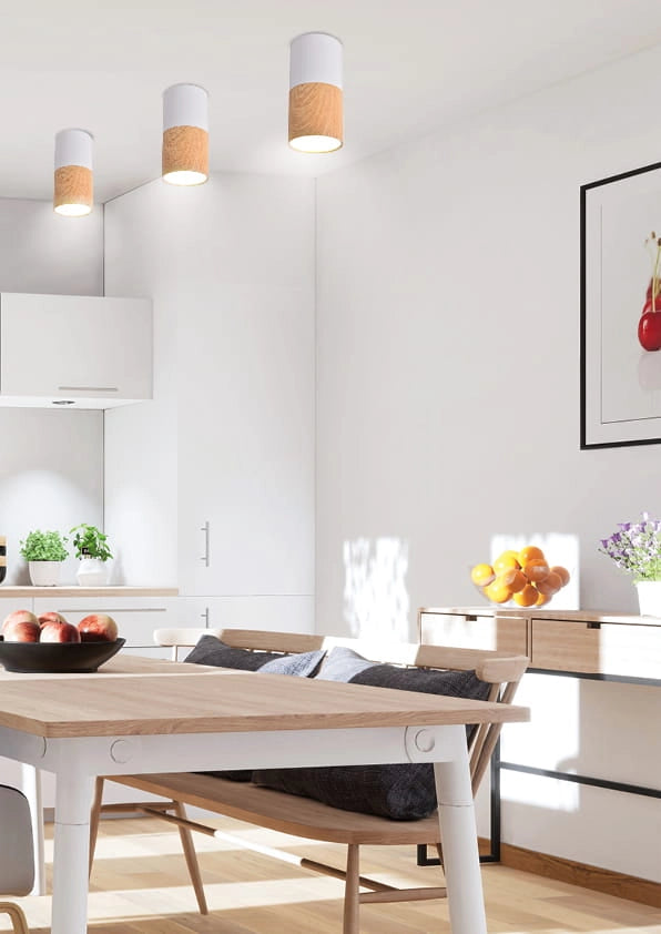 Spot soffitto Candellux TUBA GU10 legno chiaro bianco