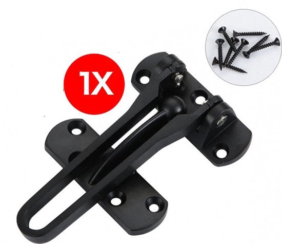 Supporto per porta - 100mm - Con materiale di fissaggio - Sicurezza di apertura - Protezione porta - Girevole verso dentro e fuori - Cardine porta per maniglia oscillante - Distanziatori porta in Nero - 1 Pezzo