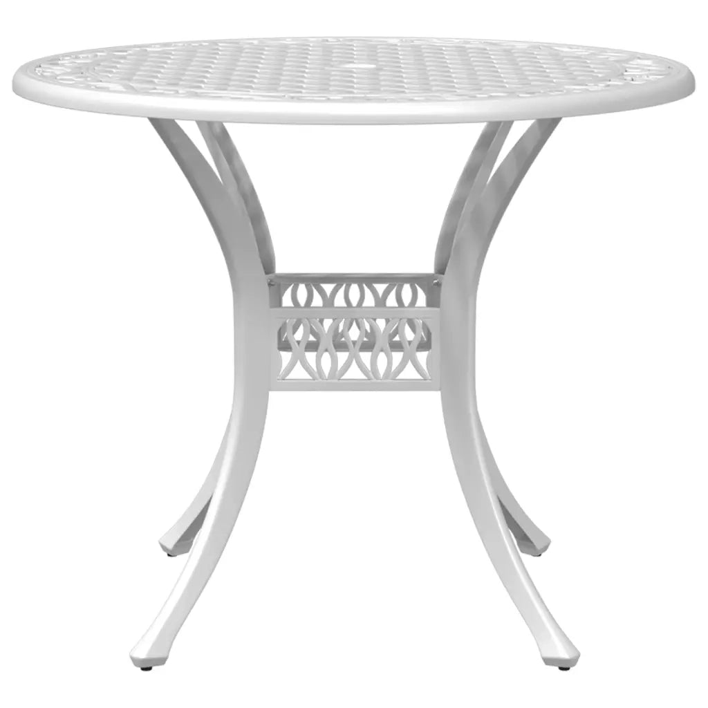Tavolo da Giardino Bianco Ø90x75 cm in Alluminio Pressofuso 4002809