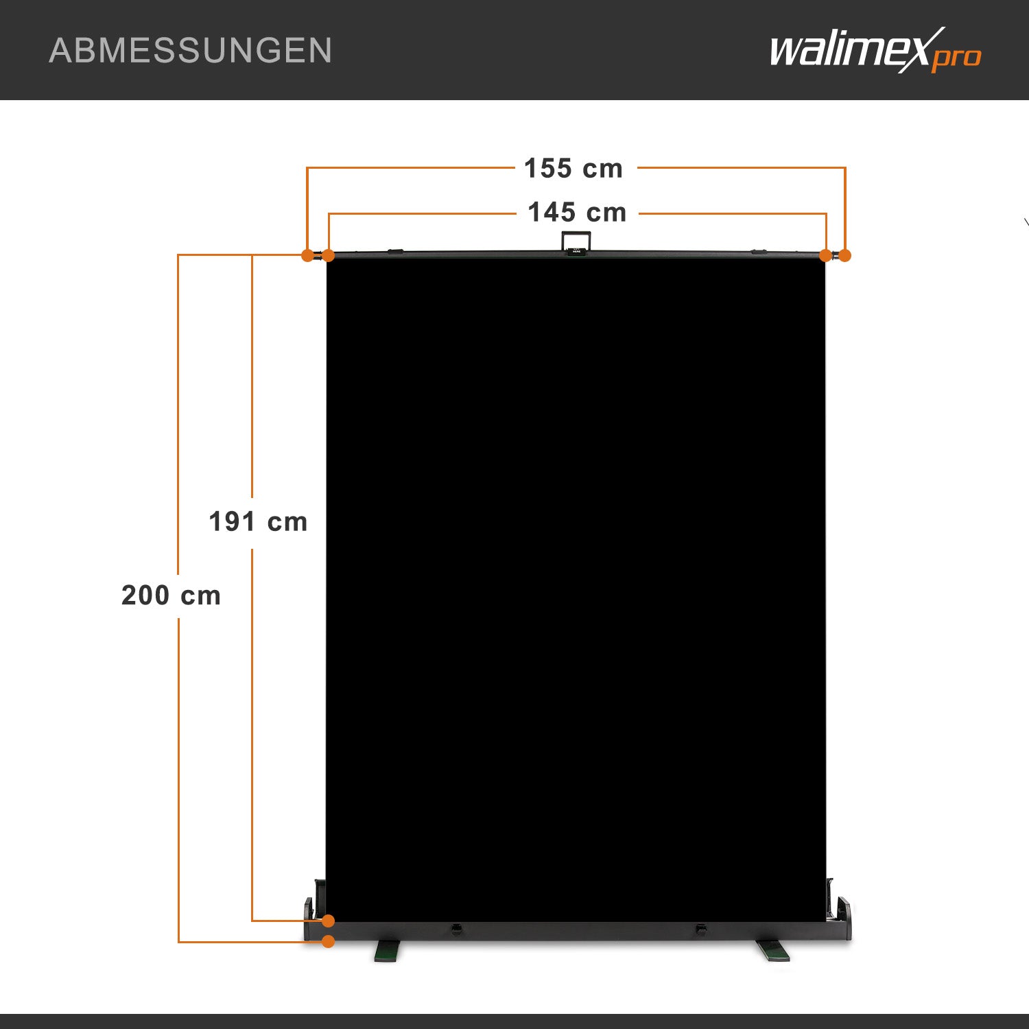 Fondale fotografico a rullo nero 155 x 200 cm, sfondo avvolgibile con supporto, sistema per studi fotografici, pannello ingualcibile ideale per fotografia low-key