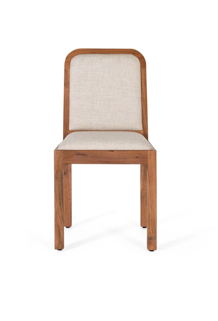 Set di 2 sedie in legno di acacia e tessuto beige