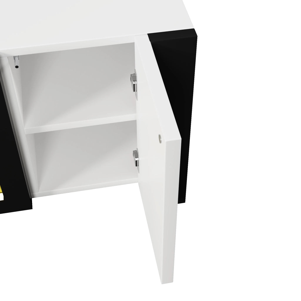 Mobile TV 165x55x32 cm; camino elettrico decorativo; pannello truciolare; bianco e nero