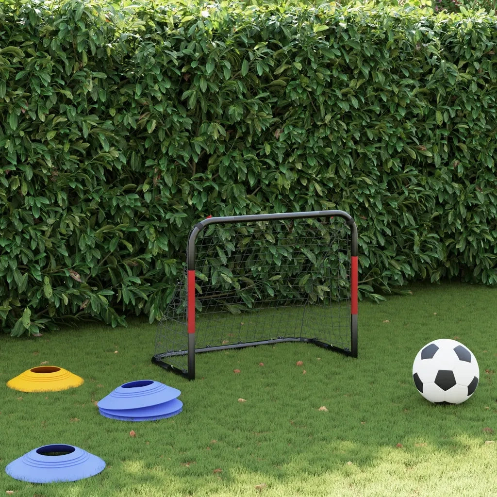 Porta da Calcio con Rete Rossa e Nera 90x48x71 cm in Acciaio CFW8596007
