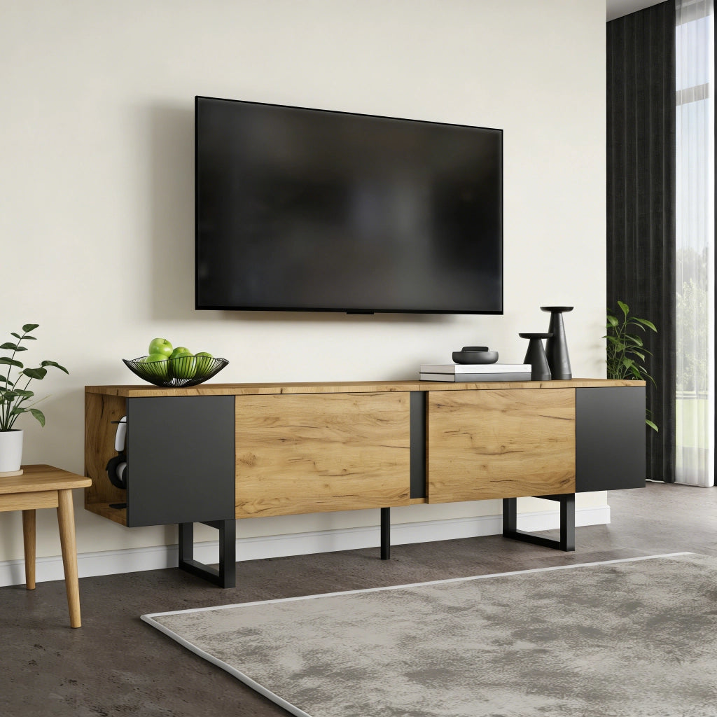 Mobile TV Lowboard ¨C MINIMAL ¨C Rovere/Bianco, 2 Ante, 180x40x55 cm