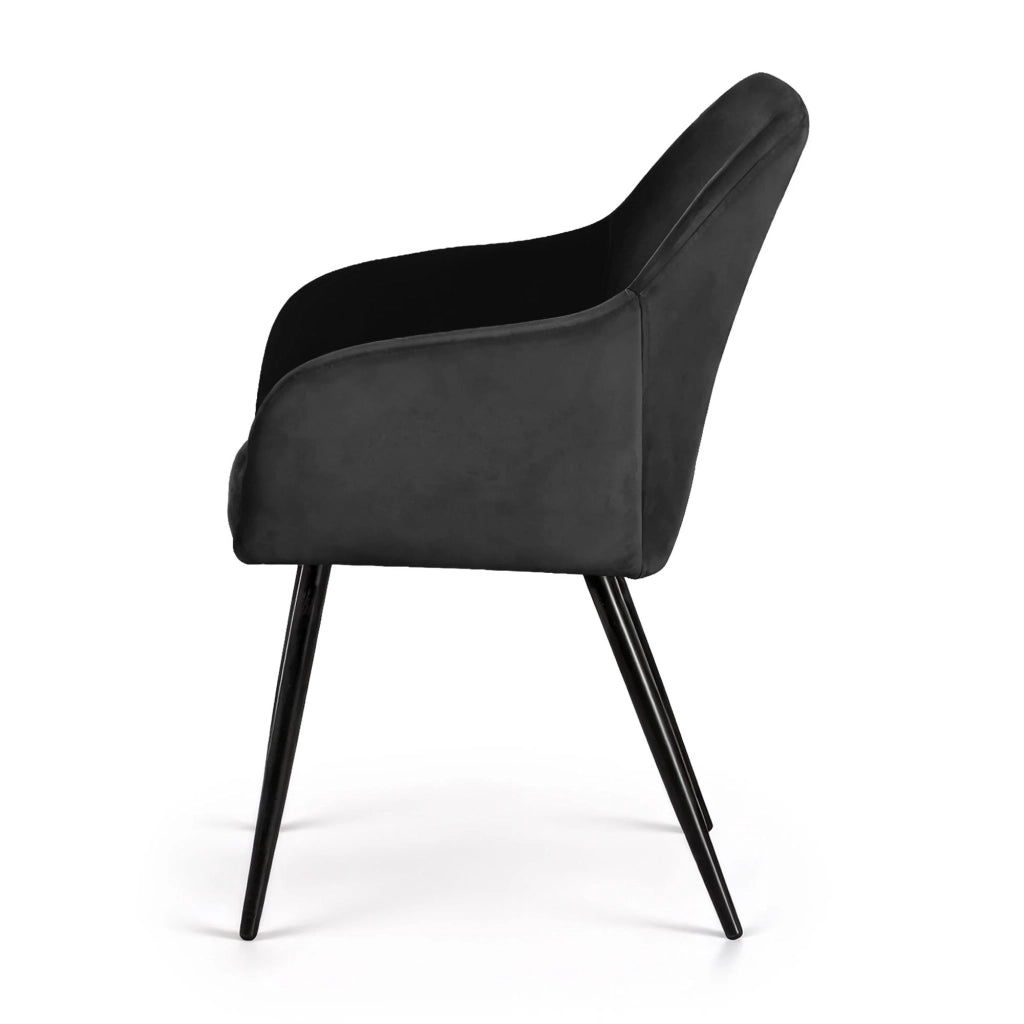 Set di 4 Sedie in velluto liscio ESTELLE Nero gambe nere