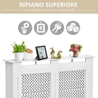 Copritermosifone Moderno a Griglia in MDF per Casa e Ufficio, 111.5x82x19 cm, Bianco