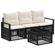 Set Divano da Giardino 4 pcs Nero polyrattan