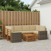 Set di divani da esterno 7 pz Naturale e Beige 3384099