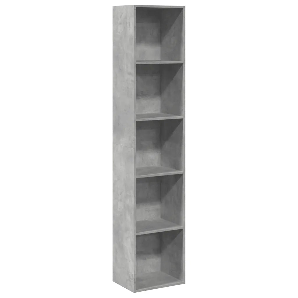 Libreria-Scaffale per Libri-Mobile di Stoccaggio Grigio Cemento 40x30x189 cm in Legno Multistrato