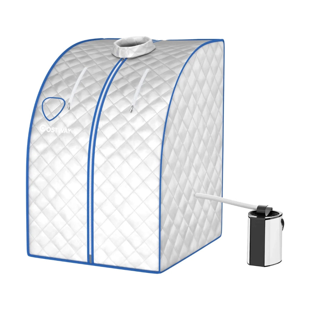 Cabina sauna pieghevole portatile 78 x 87 x 101 cm con 9 opzioni timer design moderno per il benessere in alluminio argentato 20_0020884