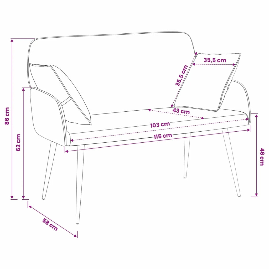 Divano a 2 posti con gambe in metallo 2 posto Rosa Similpelle 42051016