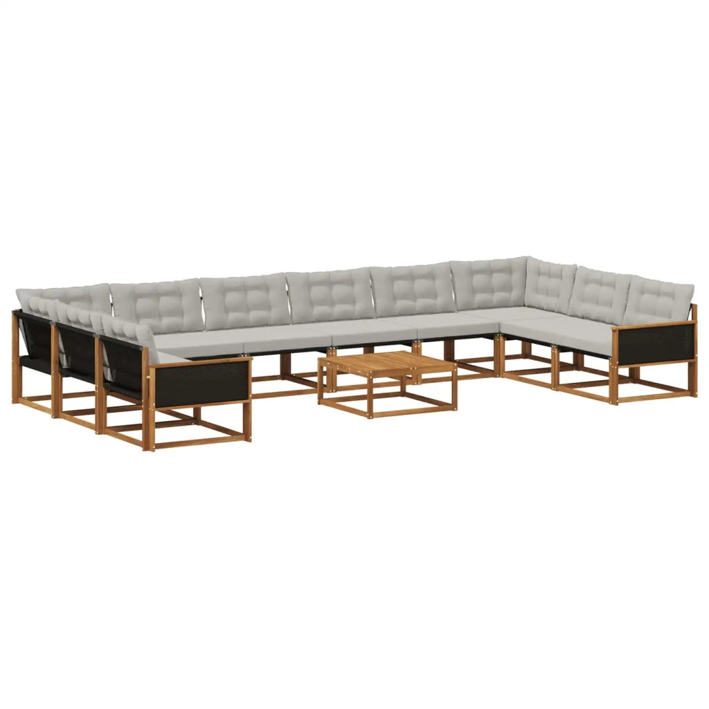 Set di divani da esterno 11 pcs Naturale e Grigio Chiaro