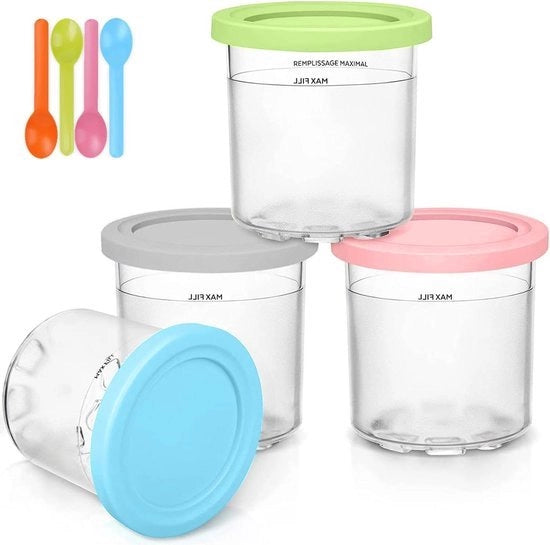 Set di sostegni per ghiaccio da 4 pezzi - sostegno con coperchi - contenitori di riserva per Ninja Creami - compatibile con NC301 NC299AMZ NC300 - macchine per ghiaccio - 4 pezzi