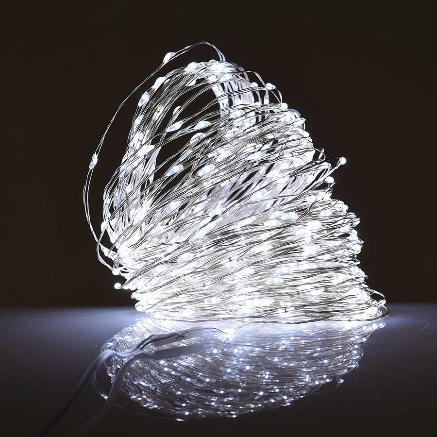 CATENA LUMINOSA DA ESTERNO CON 600 MICROLED BIANCHI - ILLUMINAZIONE FESTIVA PERFETTA PER DECORAZIONI NATALIZIE EVENTI E GIARDINI