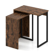 Set di tavolini laterali impilabili 51 x 30 x 53 cm e 45 x 25 x 48 cm robusta struttura in metallo moderno pannello in legno ricostituito marrone 20_0011801