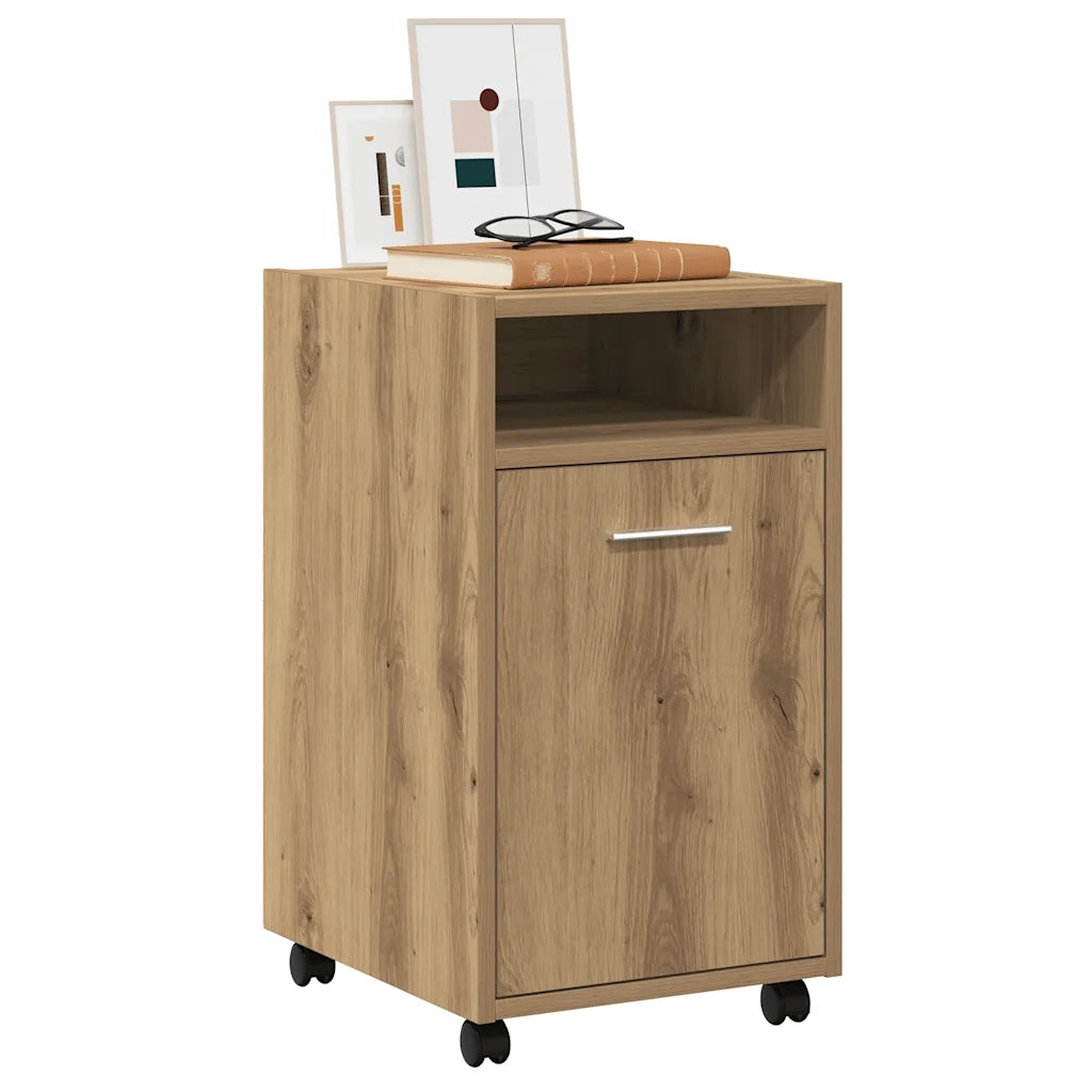 Armadio con Ruote Rovere Artigianale 33x38x60 cm in Truciolato 856563