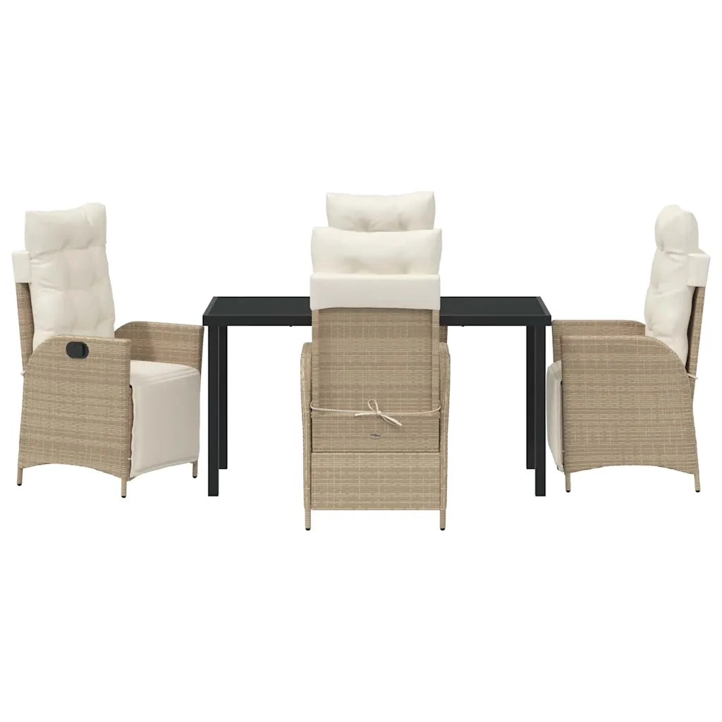 Set da Pranzo per Giardino con cuscino 5 pcs Beige polyrattan 3380556