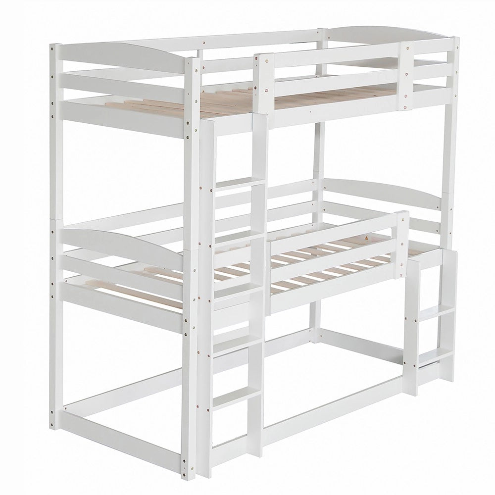 Letto a Castello Triplo in Legno ¨C MINIMAL ¨C Bianco 90x200cm