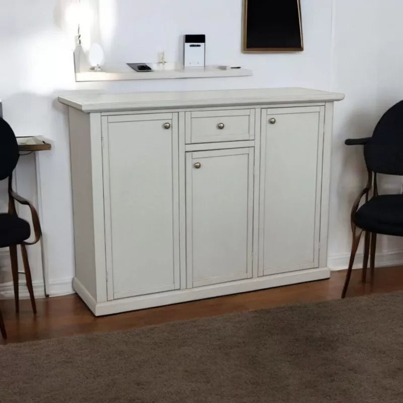 Madia credenza 3 porte 1 cassetto shabby grigio anticato decori 120x39x85 - Mobili 2G