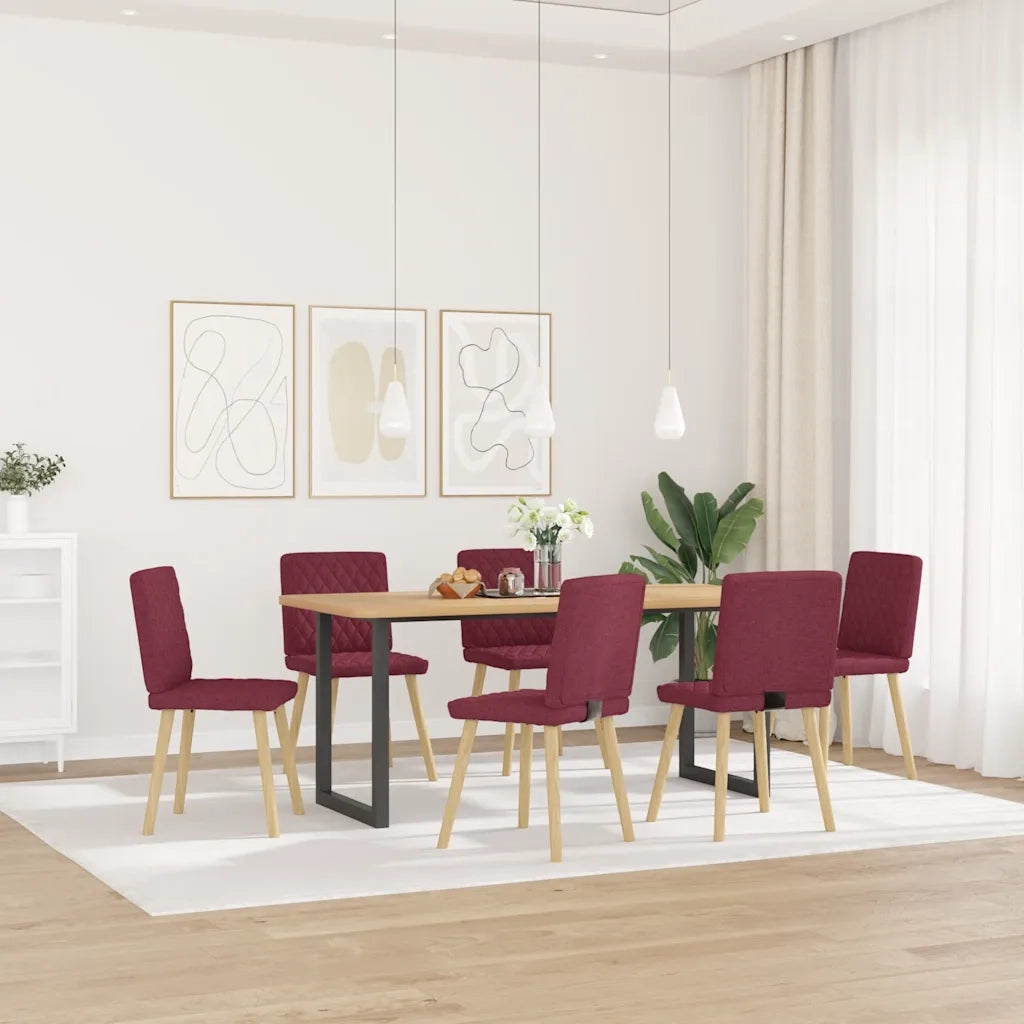 Sedie da Pranzo 6 pz Rosso Vino in Tessuto 3315494