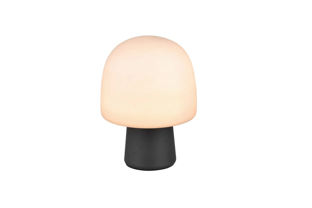 Lampada da tavolo STEEN fungo nero opaco vetro grigio