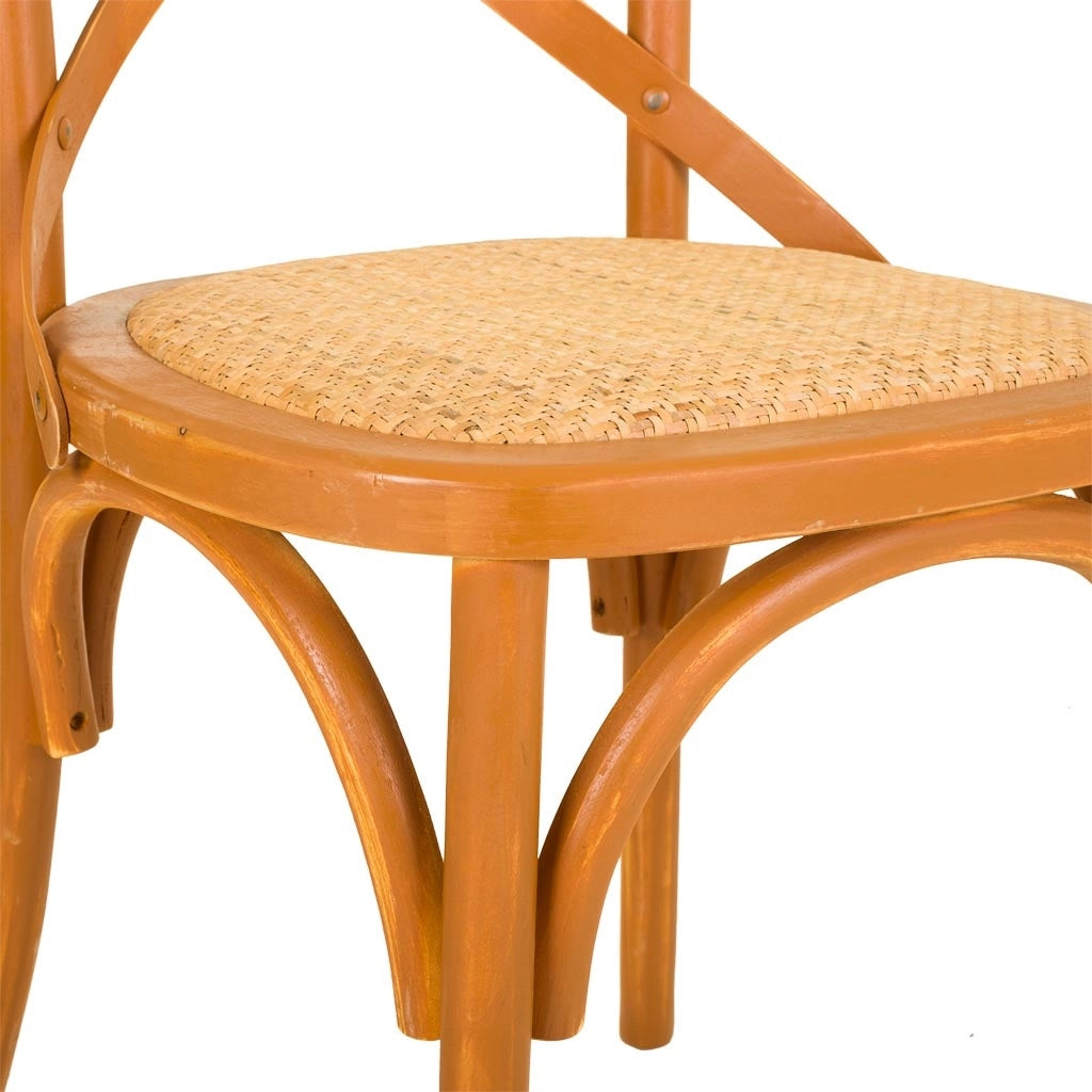 Sedia in legno e seduta in rattan marrone 44x42x46/88h