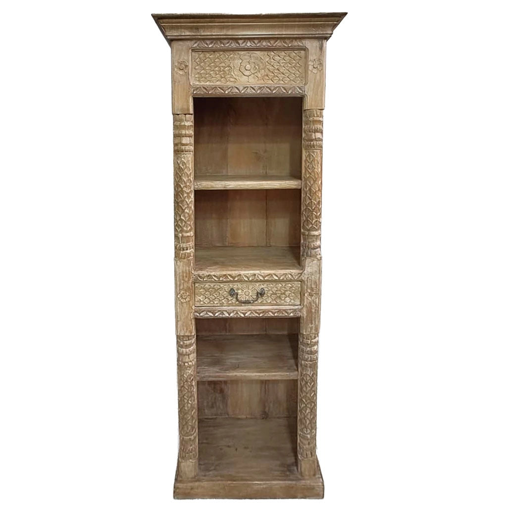 Libreria in legno con finitura artigianale marrone, 57x38x180h cm