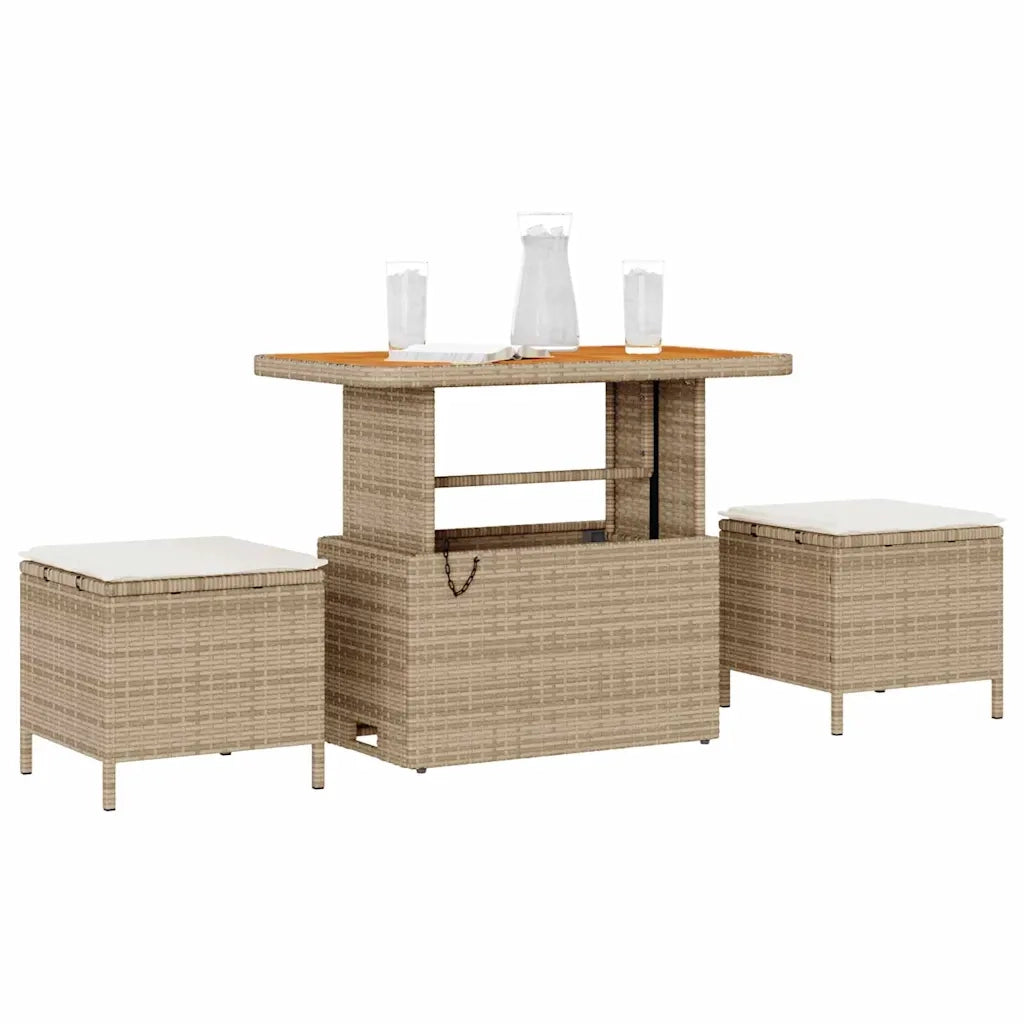 Set da Pranzo per Giardino | Set Salotto da Giardino Beige polyrattan