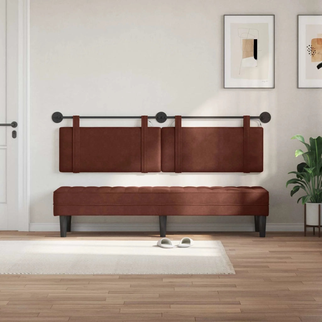 Testiera sospesa Con luce LED Marrone Lucido PU Antico 3424012
