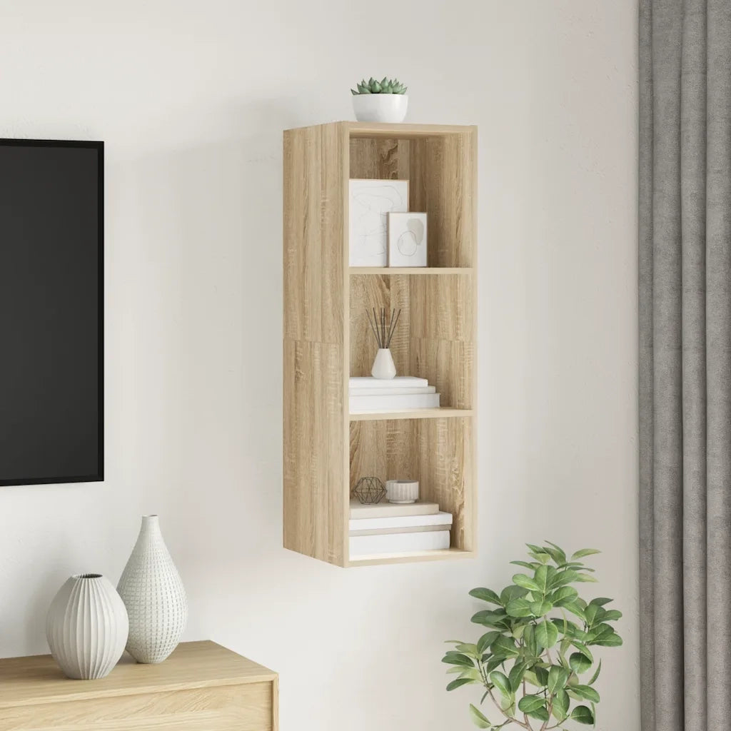 Mobile TV da Parete Rovere Sonoma 37x37x107cm Legno Multistrato 805483