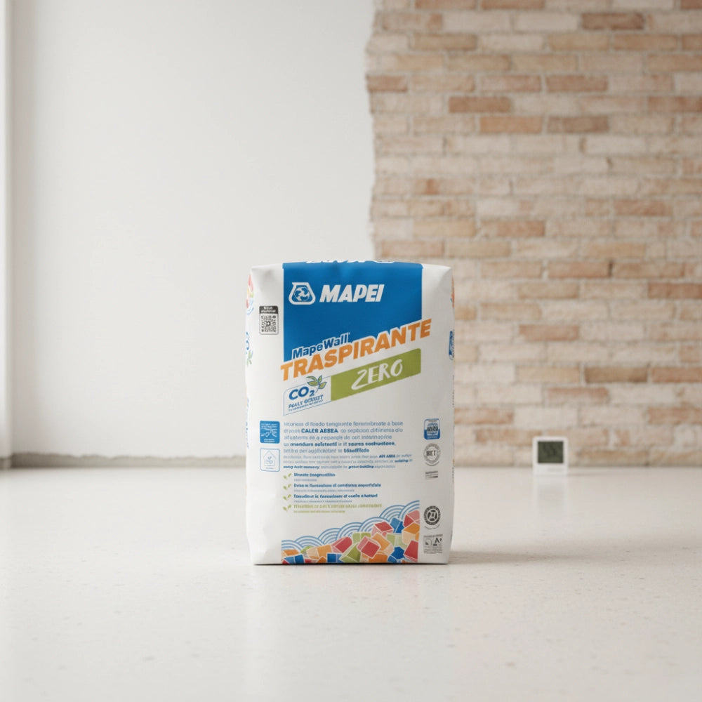 Mapewall traspirante intonaco di fondo bianco fibrorinforzato calce aerea 25 kg