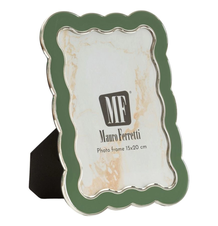 Cornice Charlotte 15,7x1,3x21,1 cm in Zinco e Vetro Verde e Argento