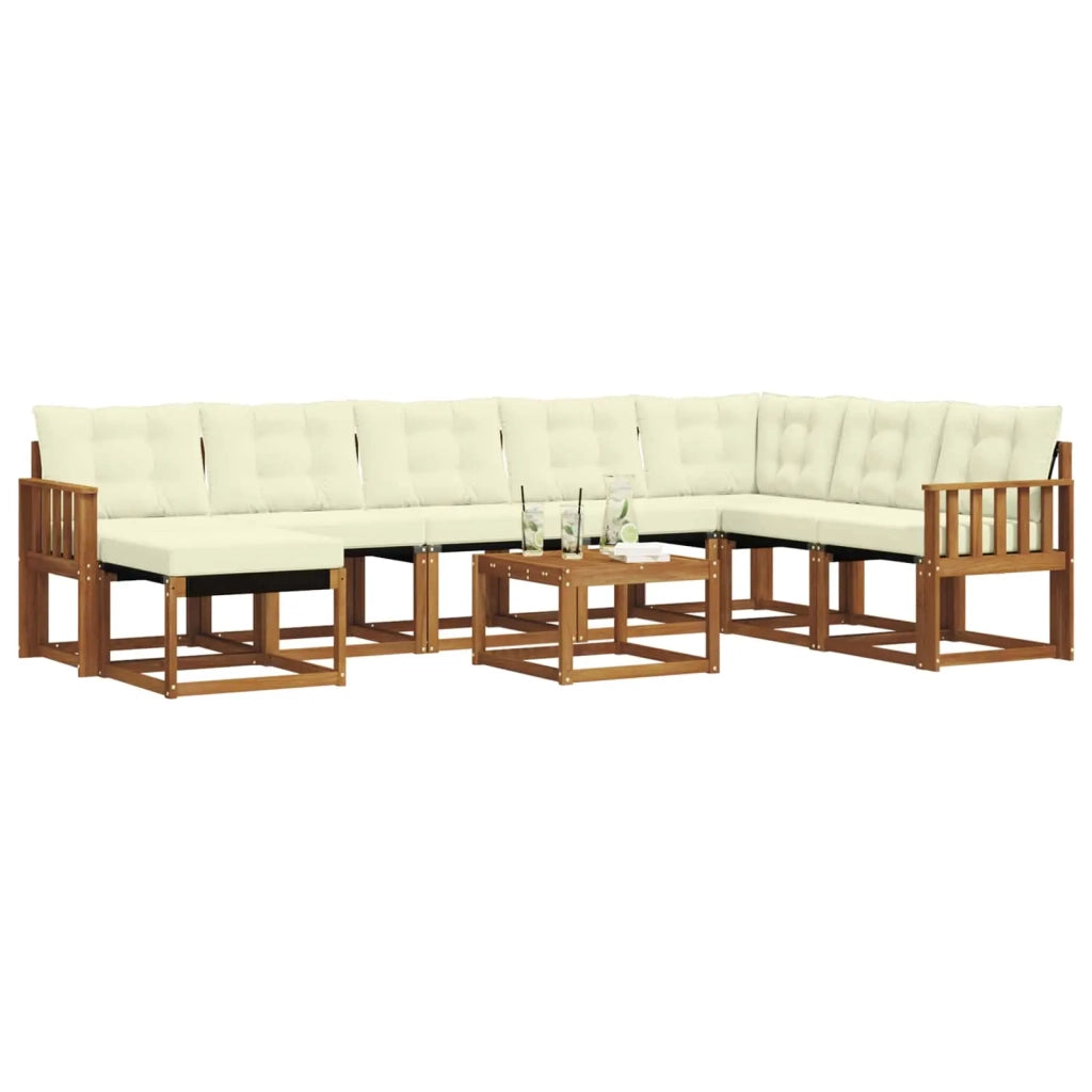 Set di divani da esterno con cuscino 9 pcs Naturale e Crema