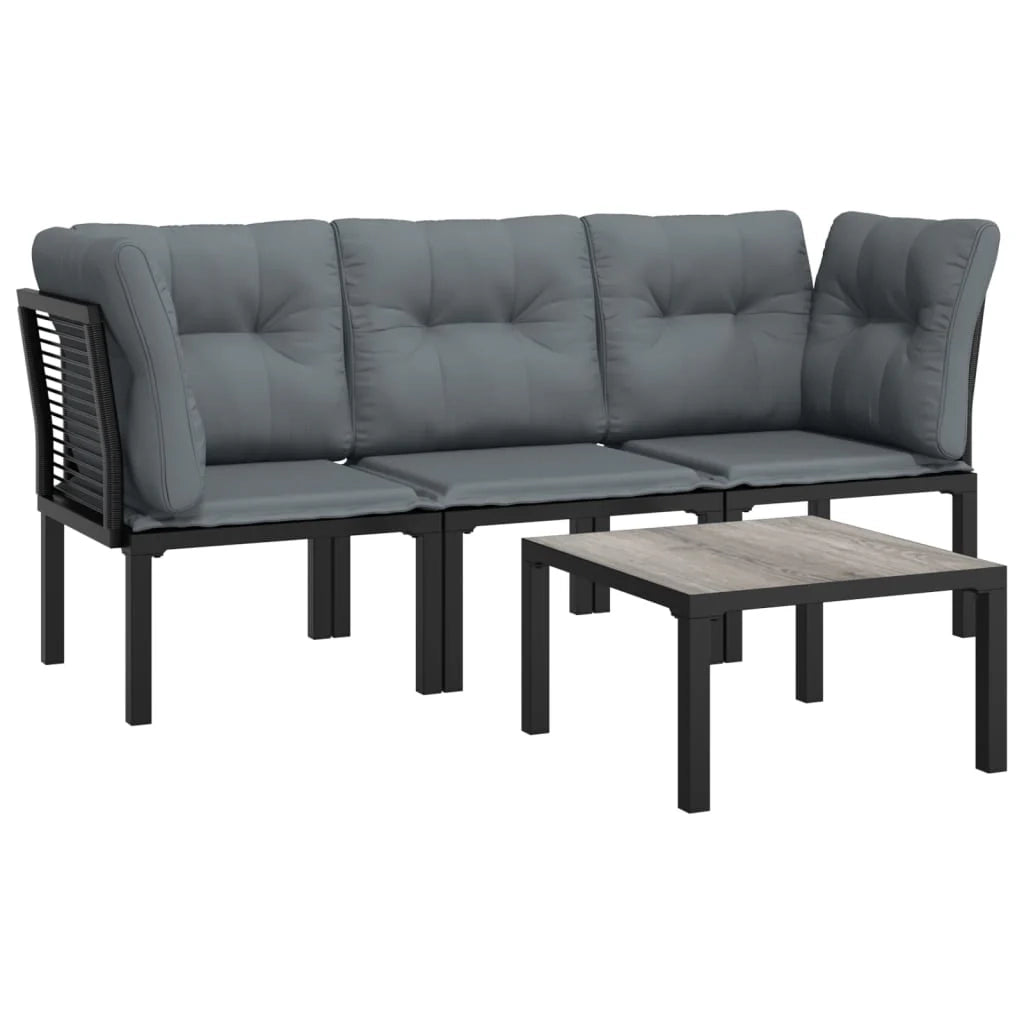 Set di mobili da giardino mobili da esterno set da 4 pezzi resina intrecciata nera e grigia 02_0016270